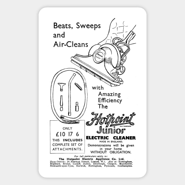 Hotpoint - Junior Electric Cleaner - 1939 Vintage Advert Sticker by BASlade93